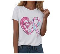 Funny Fighting Cancer T-Shirt Pink Ribbon Pink Shirt Cancer T Shirt Awareness Tee Tops Race for Life T-Shirts T Shirts for Women UK Funny Treatment Gift October Family (White,XXL)
