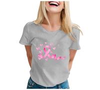 Funny Fighting Cancer T-Shirt Pink Ribbon Pink Shirt Together Cancer Awareness T-Shirt Breast Awareness Tops T Shirts Shirt Women Tall Funny Treatment Gift October (Grey,S)