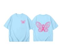 Funny Fighting Cancer T-Shirt Pink Ribbon Tshirt Cancer Pink T-Shirt Breast UK Ribbon Short Sleeve Tops Research Tshirt Womens Shirts for Women Adult Gifts for Woman (Sky Blue,XXL)