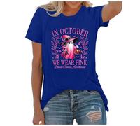 Funny Fighting Cancer T-Shirt,Pink Ribbons Hearts Breast Awareness Women T-Shirt Ribbon Shirt Tops Pink Gym T Shirts Now Gifts for Female UK Funny Support for My Mom (Blue,XXL)
