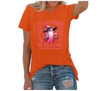 Funny Fighting Cancer T-Shirt Ribbon Shirt Breast Cancer Awareness Month T-Shirt Breast Tops for Ladies Race for Life T-Shirts Pink Shirt Women Slim Fit Gifts Women with (Orange,XXL)
