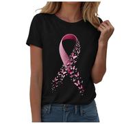 Funny Fighting Cancer T-Shirt Ribbon Shirt This is My Cancer Fighting Shirt T-Shirt Women Short Sleeve Tops Tshirt Women Pink Tshirt Womens Breast Gifts October Family (Black,XXL)