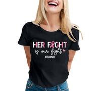 Funny Fighting Cancer T-Shirt,Together Awareness T-Shirt Pink Ribbon Shirt Breast UK Short Sleeve Tops Ladies Tshirt Now T Gifts for Women Female Funny Support for My Mom (Black,L)