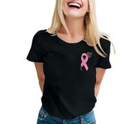 Funny Fighting Cancer T-Shirt Women Ribbon Shirt Strong Family Breast Cancer Awareness T-Shirt Funny Breast Tops Survivor Tshirt Pink Tshirt Womens Race for Life October (Black,XL)