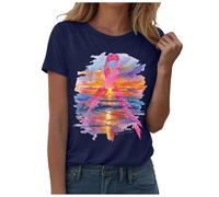 Funny Fighting Cancer T-Shirt Women Ribbon Shirt This is My Cancer Fighting Shirt T-Shirt Tops Race for Life T Pink Shirts for Women Adult Gifts Woman October Family (Navy,M)