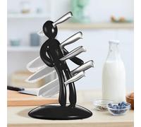 Funny Figure Knife Holder No Knife, Human-Shaped Knife Block for Kitchen Indoor Desk Decorations, Red Holder Release the Emotions of Betrayal Powerful Storage Function (Black)