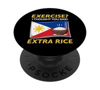 Funny Filipino Roots Humor Exercise Extra Rice Philippines PopSockets Adhesive PopGrip