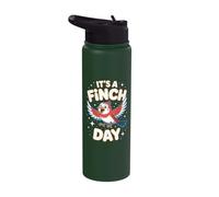 Funny Finch Day Cute Bird Lover Ornothologist Cartoon Quote Stainless Steel Insulated Water Bottle