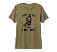 Funny Find You Lick You Black Long Haired Dachshund Lover Premium T-Shirt