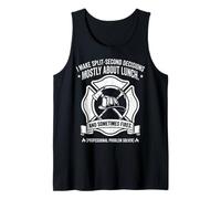 Funny Firefighter Lunch and Fires Quote Distressed Badge Tank Top