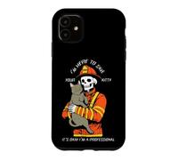 Funny Firefighter Skeleton I'm Here To Save Your Kitty Case for iPhone 11