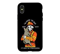 Funny Firefighter Skeleton I'm Here To Save Your Kitty Case for iPhone X/XS