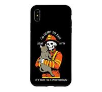 Funny Firefighter Skeleton I'm Here To Save Your Kitty Case for iPhone XS Max