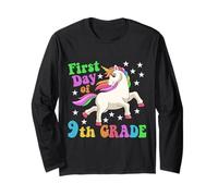 Funny First Day Of Ninth Grade Unicorn Back To School Kids Long Sleeve T-Shirt