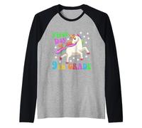 Funny First Day Of Ninth Grade Unicorn Back To School Kids Raglan Baseball Tee