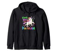 Funny First Day Of Ninth Grade Unicorn Back To School Kids Zip Hoodie