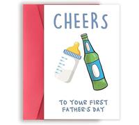 Funny First Father's Day Card for Dad, Cheers to Your First Father's Day Cute Gifts from Baby Son Daughter for New Daddy