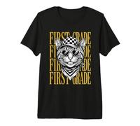 Funny First Grade Teacher Feral Cat Back to School Students Premium T-Shirt