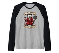 Funny First Padel Then Coffee Opossum Raglan Baseball Tee