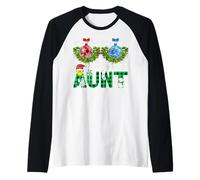 Funny First Xmas As an Aunt Tinsel Tits His and Hers Xmas Raglan Baseball Tee