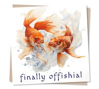 Funny Fish Engagement Card - Finally Offishial - Goldfish Design Congratulations Card - Made in UK
