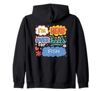 Funny Fish Lover Retro Pop Art Design for Fishing Fishers Zip Hoodie