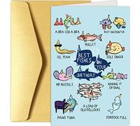 Funny Fish Themed Birthday Card, Happy Birthday Card for Him Her, Cute fish Birthday Pun Card, Best Wishes On Your Birthday