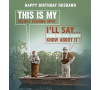 Funny Fishing Birthday Card for Husband - Secret Fishing Spot Joke - Humorous Greeting Card for Men Who Love Fishing