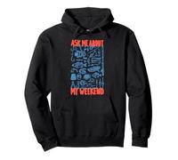 Funny Fishing Dad Ask Me About My Weekend Fish Sketch Pullover Hoodie