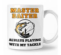 Funny Fishing Mug - Master Baiter Always Playing with My Tackle - Fisherman Coffee Mug, Funny Gift for Fisherman, Fishing Angler Joke Novelty Tea Cup
