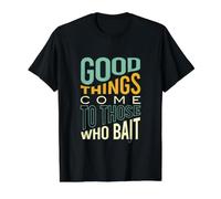 Funny Fishing Pun Good Things Come to Those who Bait Value Graphic T-Shirt, Men, Black, L
