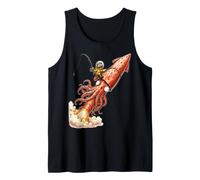 Funny Fishing s Giant Squid Rocket s Retro Angler Tank Top