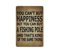 Funny Fishing Wall Decor Fish Metal Sign You Can't Buy Happiness But You Can Buy A Fishing Pole Sign Home Bar Kitchen Coffee Man Cave Garage Wall Decor Art Tin Sign 8x12 Inch