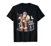 Funny Fishing With My Flamingo Buddy Bigfoot Angler T-Shirt
