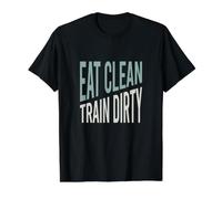 Funny Fitness Work Out Pun Eat Clean, Train Dirty Value Graphic T-Shirt, Men, Black, S