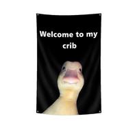 Funny Flags Welcome To My Crib, Welcome To My Crib Duck Flag Tapestry, Home Decoration Wall Art Backdrop, Cute Cave Wall Flags With Brass Grommets For Room College Dorm Bedroom Indoor Outdoor Parties