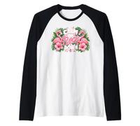 Funny Flamingo Calm The Flock Down Beach Tropical Summer Pun Raglan Baseball Tee