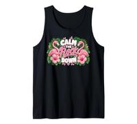 Funny Flamingo Calm The Flock Down Beach Tropical Summer Pun Tank Top