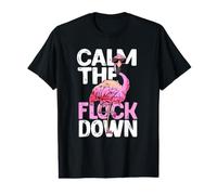 Funny Flamingo Calm The Flock Down Beach Tropical Vacation Value Graphic T-Shirt