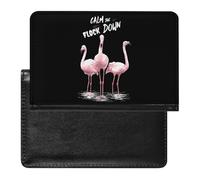 Funny Flamingo Calm The Flock Down Funny Passport Holder for Travel Wallet Cover Document Organizer with Card Slot