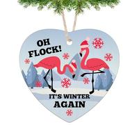 Funny Flamingo Gifts Wooden Christmas Ornament for Family Xmas Decorative Hanging Ornaments Inspirational Hanging Christmas Decorations Funny Xmas Present for Friends Family Neighbor Colleague
