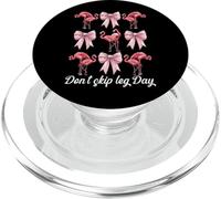 Funny Flamingo Girl Mom Pink Coquette Bow Don't Skip Leg Day PopSockets PopGrip for MagSafe