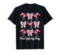 Funny Flamingo Girl Mom Pink Coquette Bow Don't Skip Leg Day T-Shirt