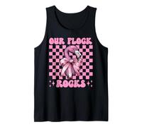 Funny Flamingo Girl Mom Pink Coquette Bow Our Flock Rocks Tank Top