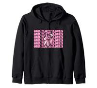 Funny Flamingo Girl Mom Pink Coquette Bow Our Flock Rocks Zip Hoodie
