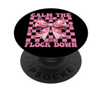 Funny Flamingo Girl Mom Pink Coquette Calm The Flock Down PopSockets Adhesive PopGrip