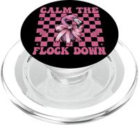 Funny Flamingo Girl Mom Pink Coquette Calm The Flock Down PopSockets PopGrip for MagSafe