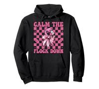 Funny Flamingo Girl Mom Pink Coquette Calm The Flock Down Pullover Hoodie