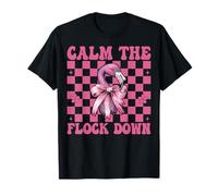 Funny Flamingo Girl Mom Pink Coquette Calm The Flock Down T-Shirt