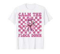 Funny Flamingo Girl Mom Pink Coquette Calm The Flock Down T-Shirt